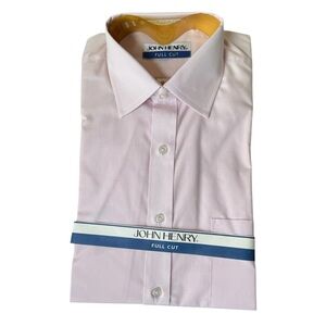 John Henry Full Cut Short Sleeve Button Down Shirt Pink Men’s Size Neck 15 NEW
